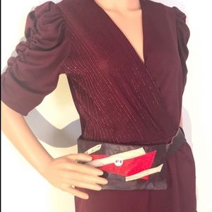 Vintage Maroon Jumpsuit with Crimson Details